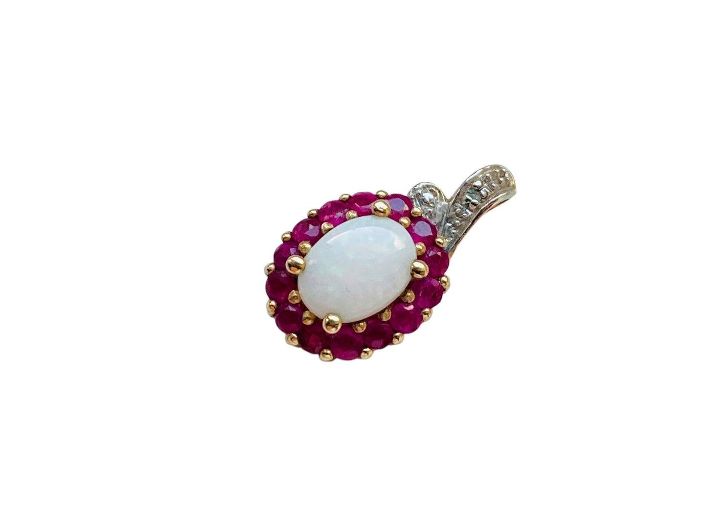 9ct Gold Opal & Ruby Pendant