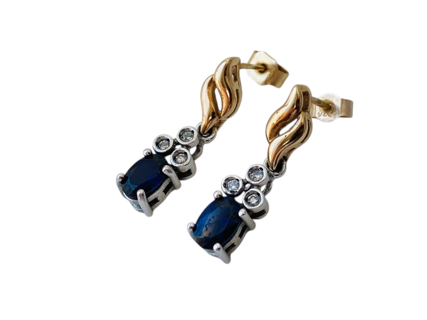 9ct Gold Sapphire & Diamond Earrings