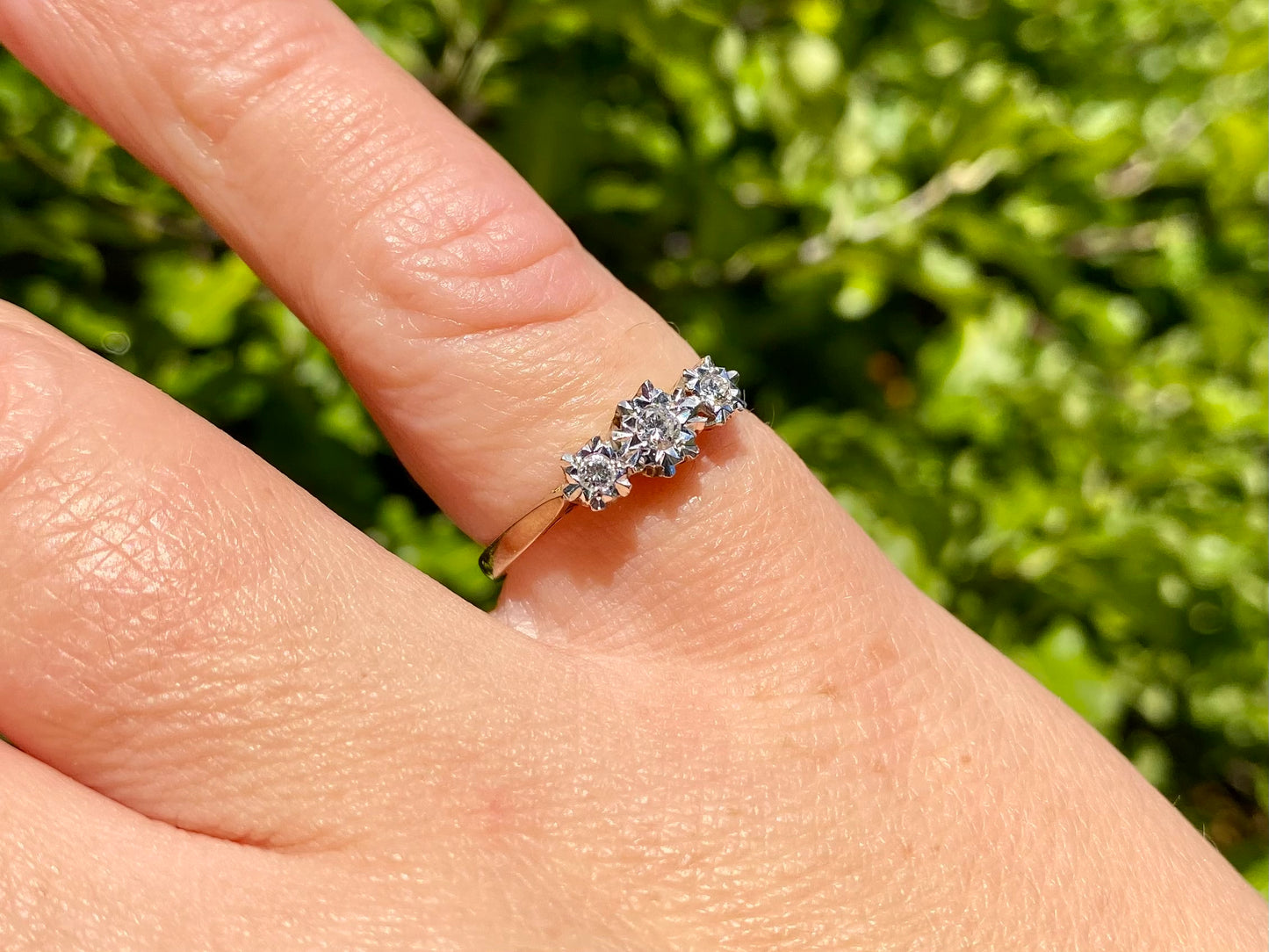 9ct Gold Three-Stone Diamond Ring