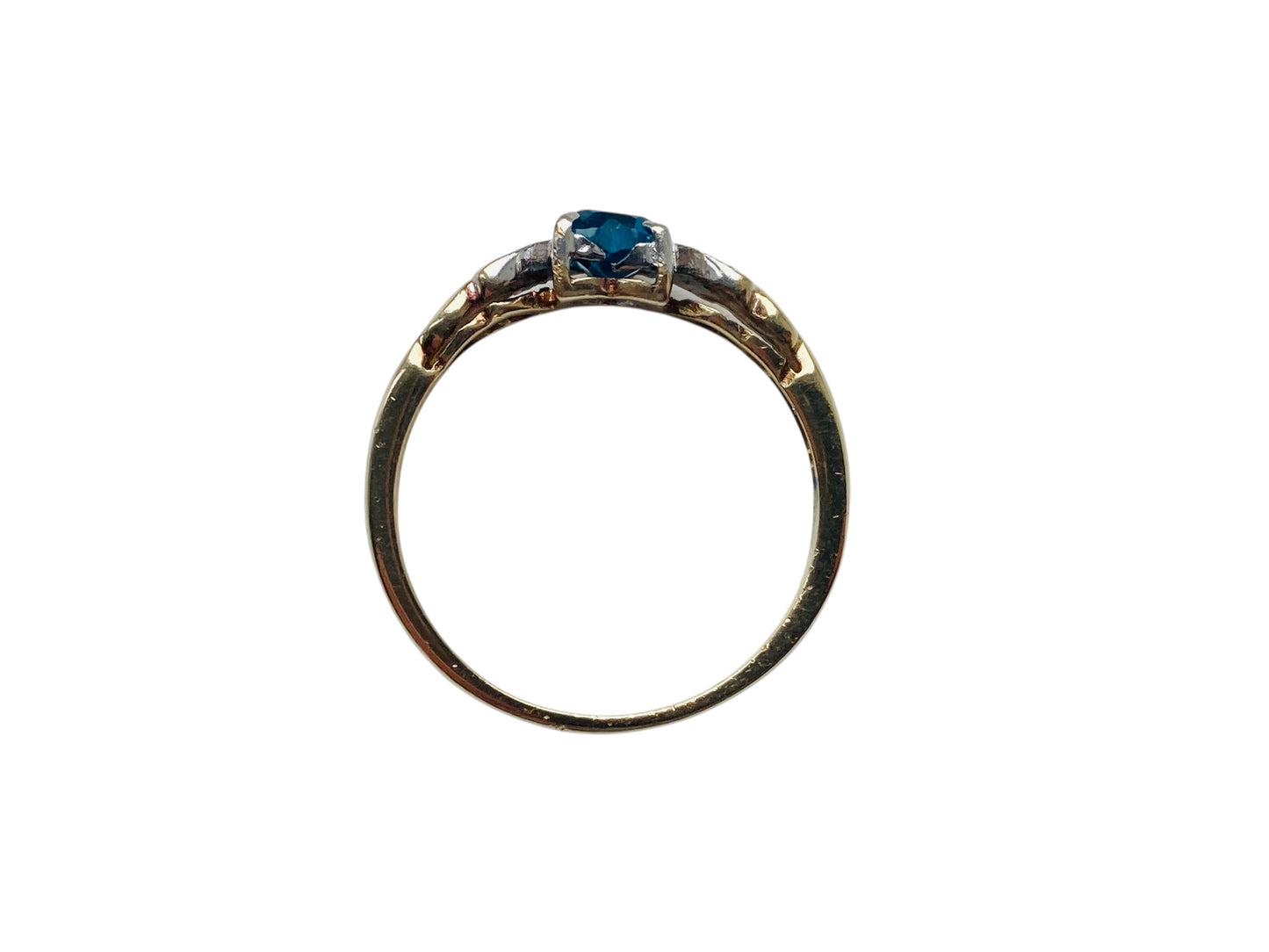 Vintage 9ct Gold Heart Shaped Topaz & Diamond Ring