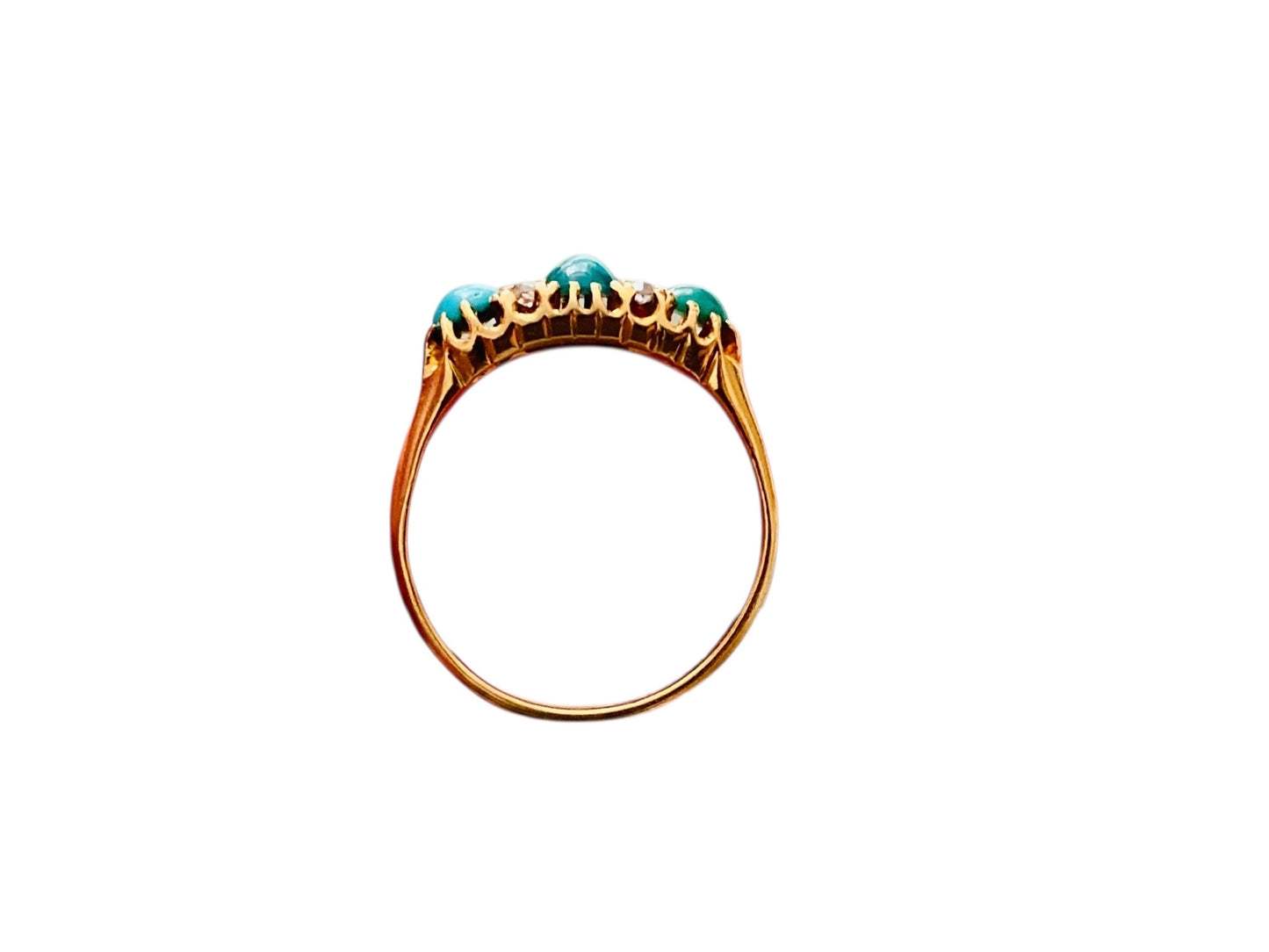 Antique 18ct Gold Turquoise & Diamond Ring