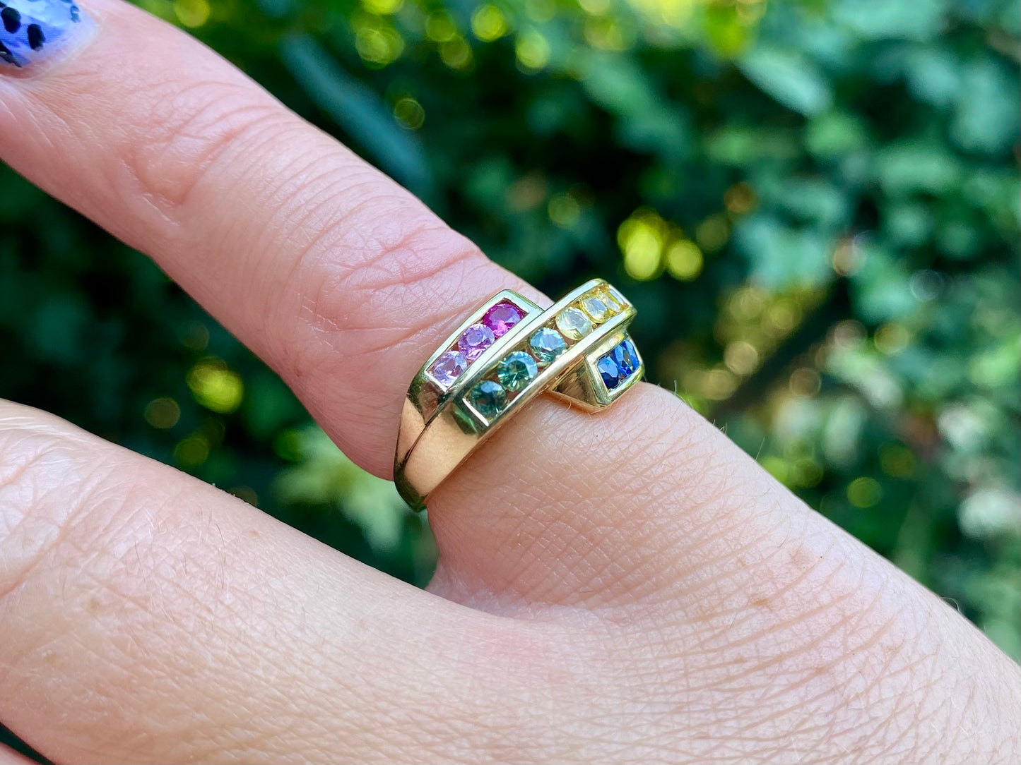 9ct Gold Multi-Coloured Sapphire Ring