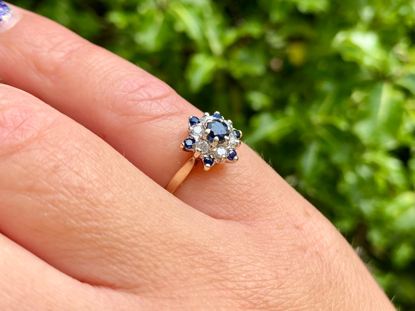 Vintage 9ct Gold Sapphire & Diamond Ring