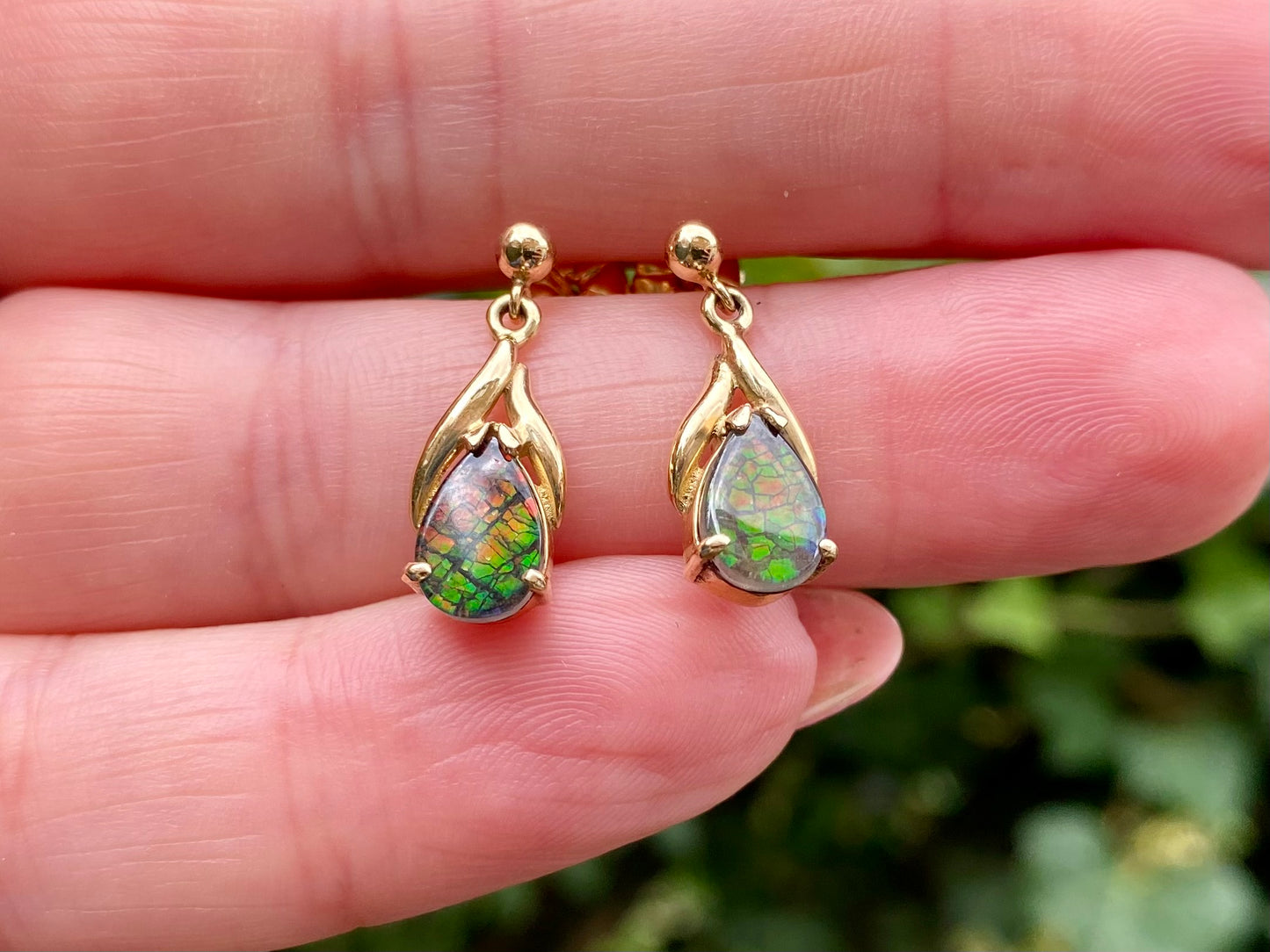 14ct Gold Ammolite earrings