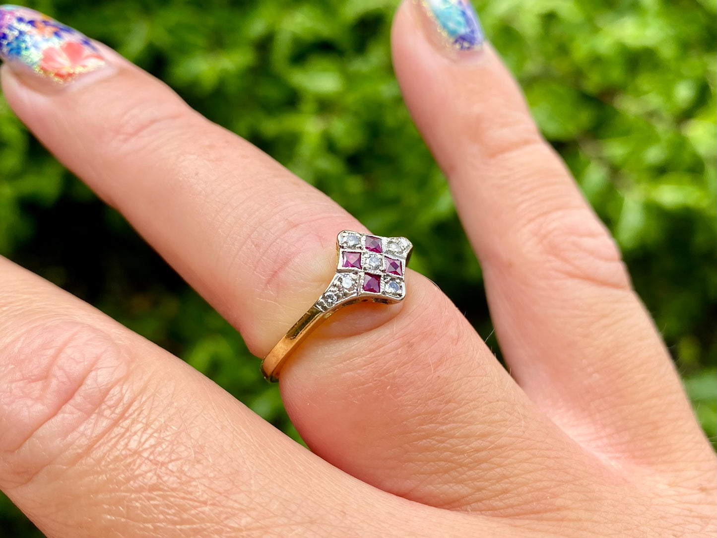 Antique 18ct Gold Ruby & Diamond Ring