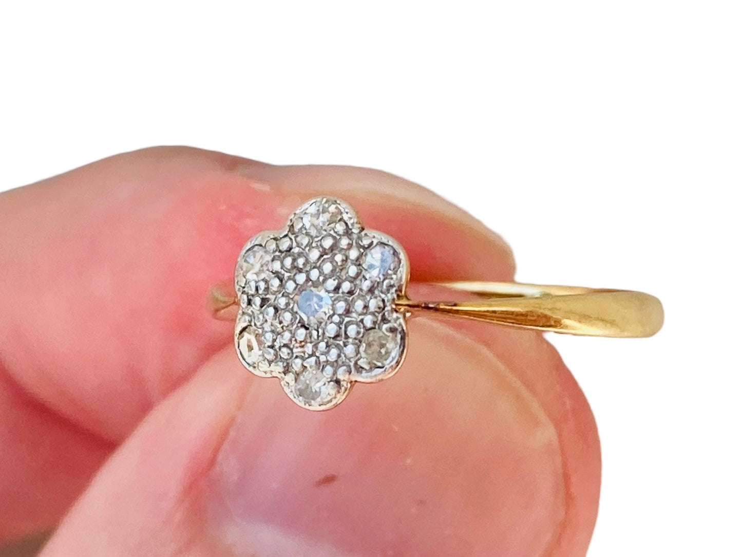 Antique 18ct Gold Diamond Daisy Ring