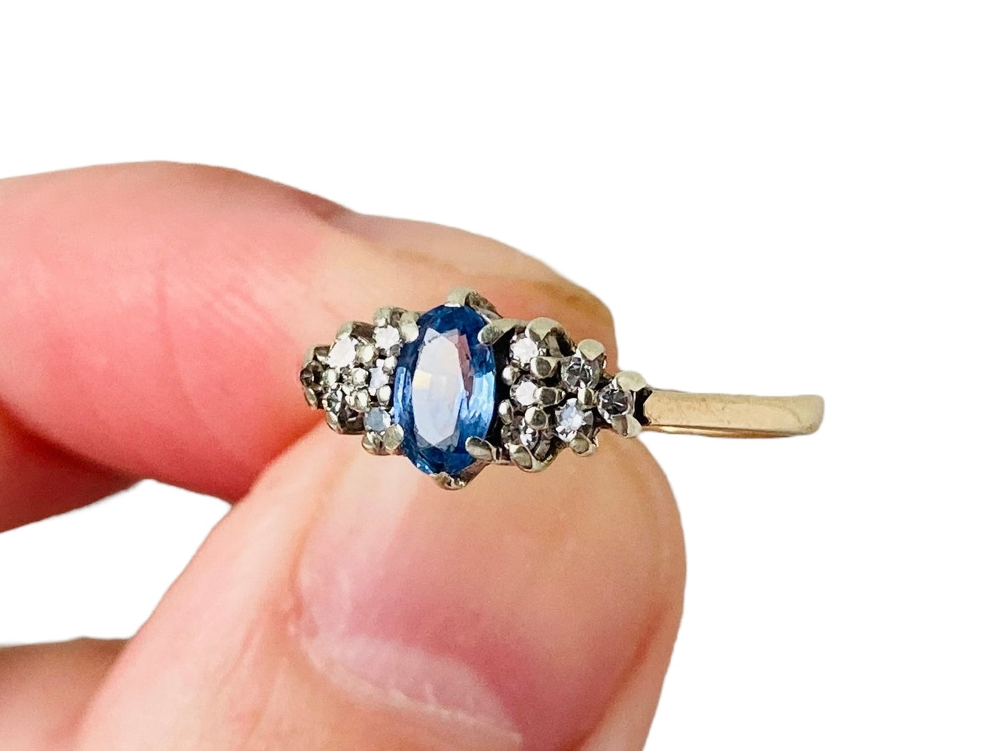Vintage 9ct Gold Sapphire & Diamond Ring
