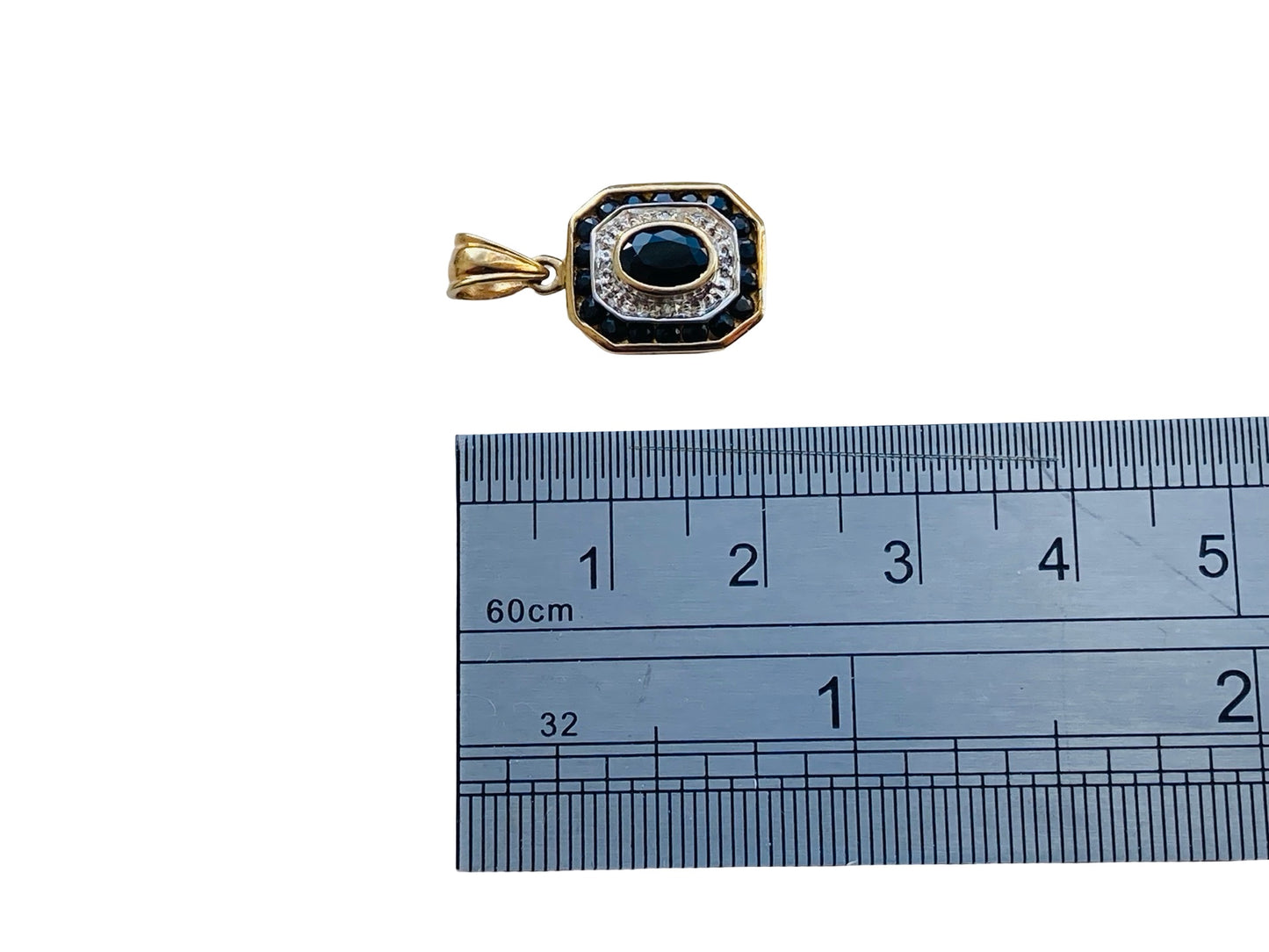 9ct Gold Sapphire & Diamond Pendant