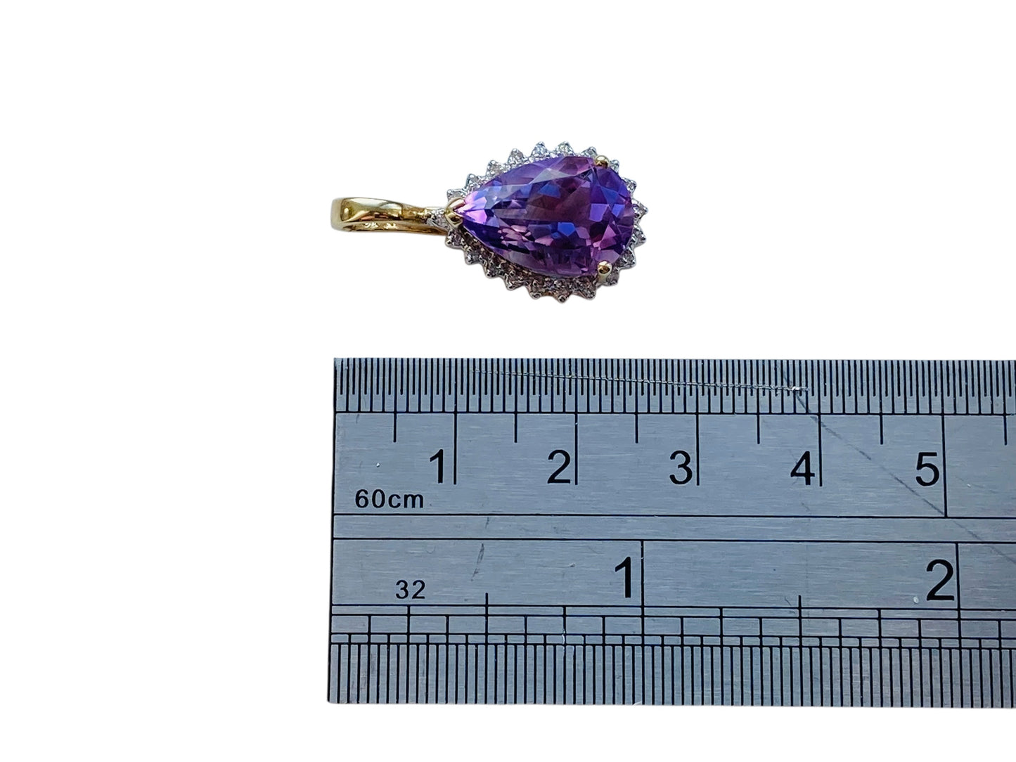 9ct Gold Amethyst & Diamond Pendant