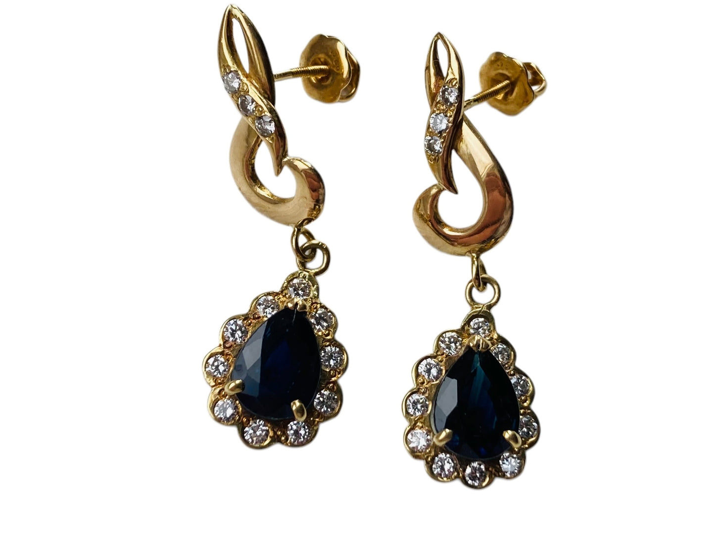 18ct Gold Sapphire & Diamond Earrings