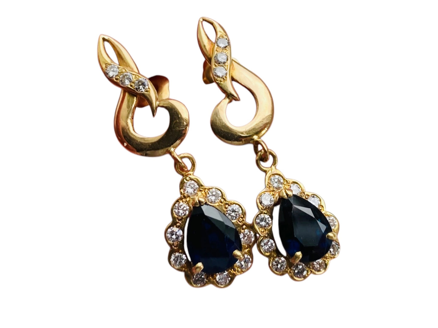 18ct Gold Sapphire & Diamond Earrings