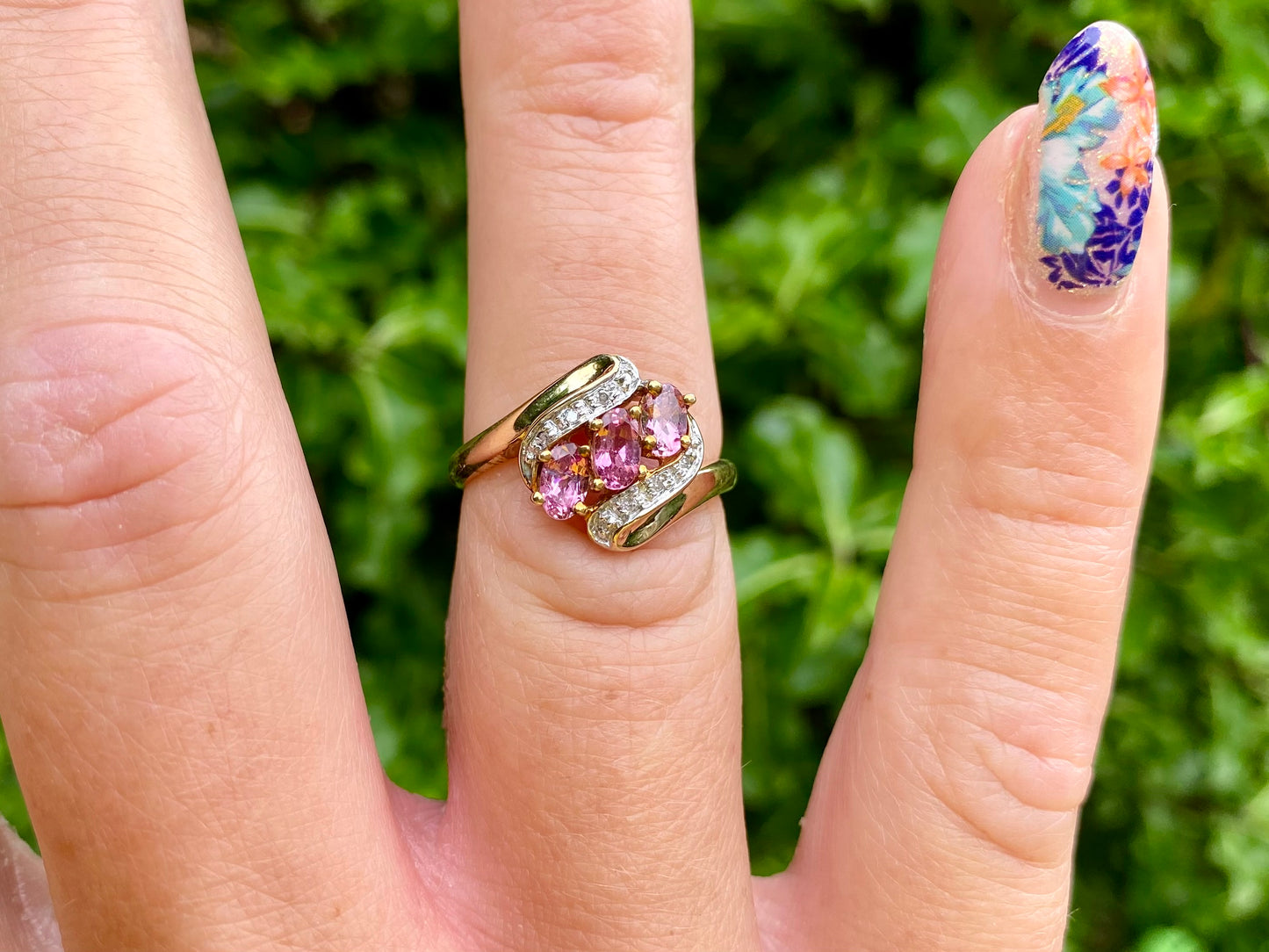 9ct Gold Pink Tourmaline & Diamond Ring