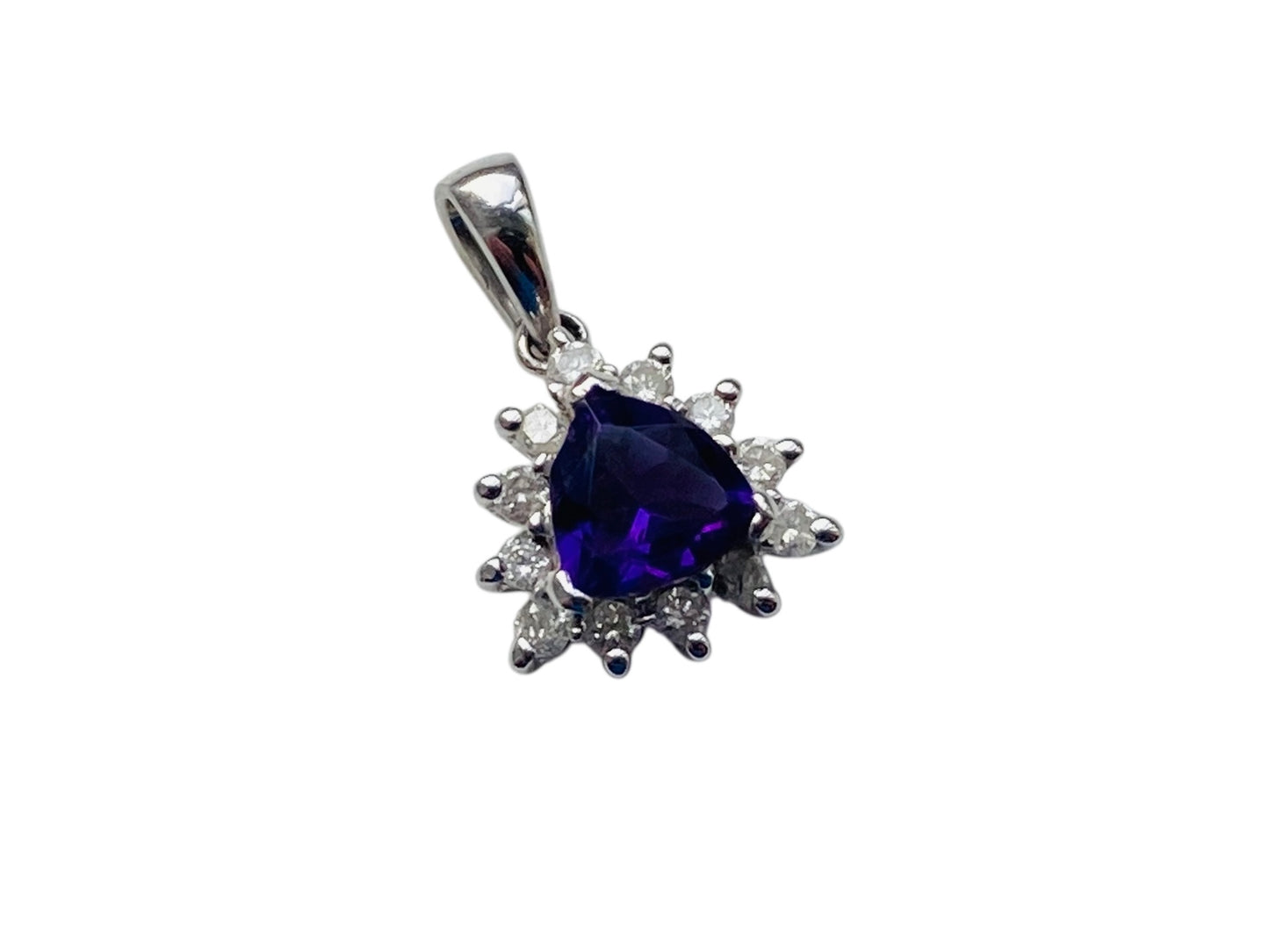9ct Gold Amethyst & Diamond Pendant