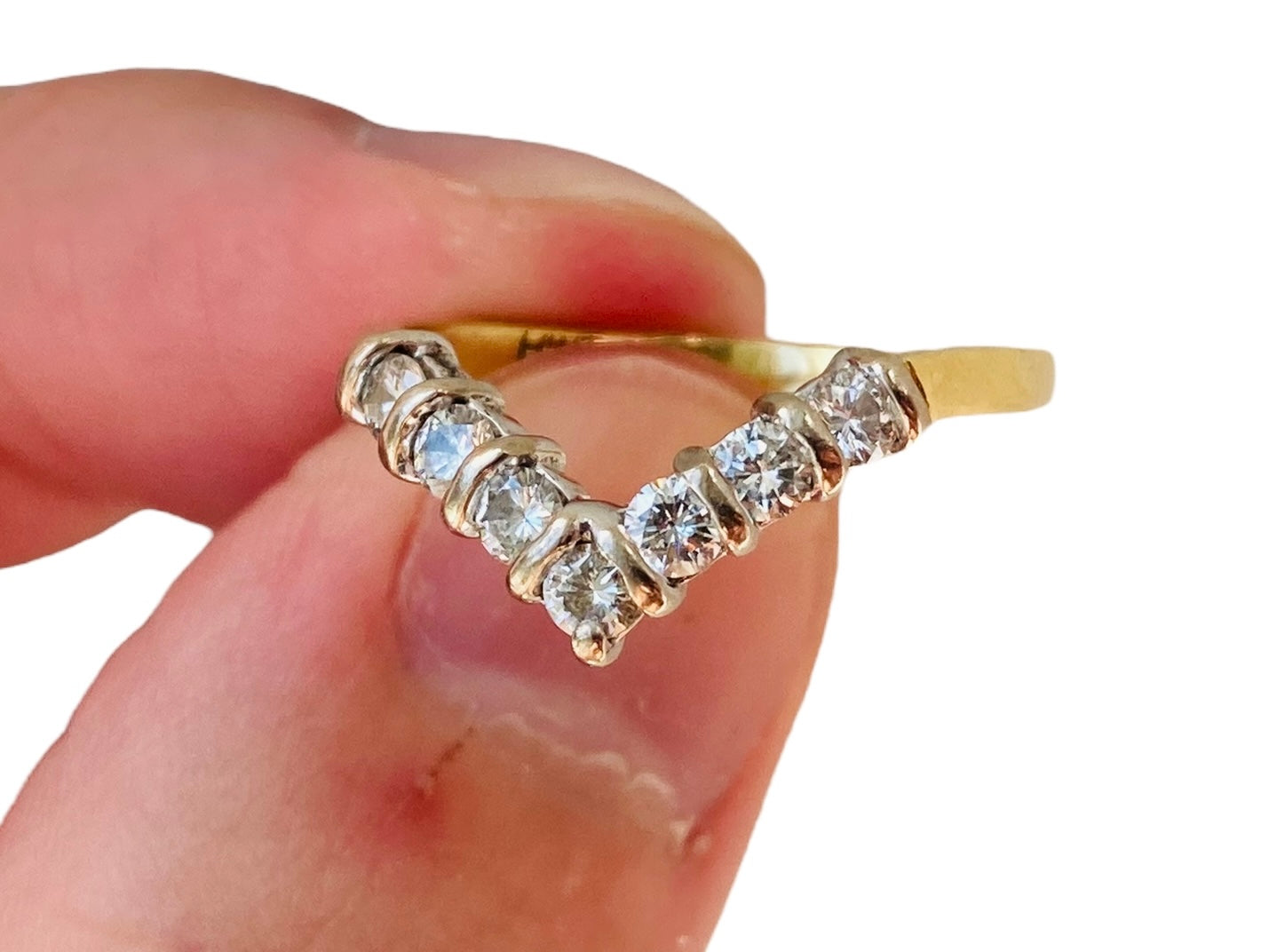 18ct Gold Diamond Wishbone/Chevron Ring