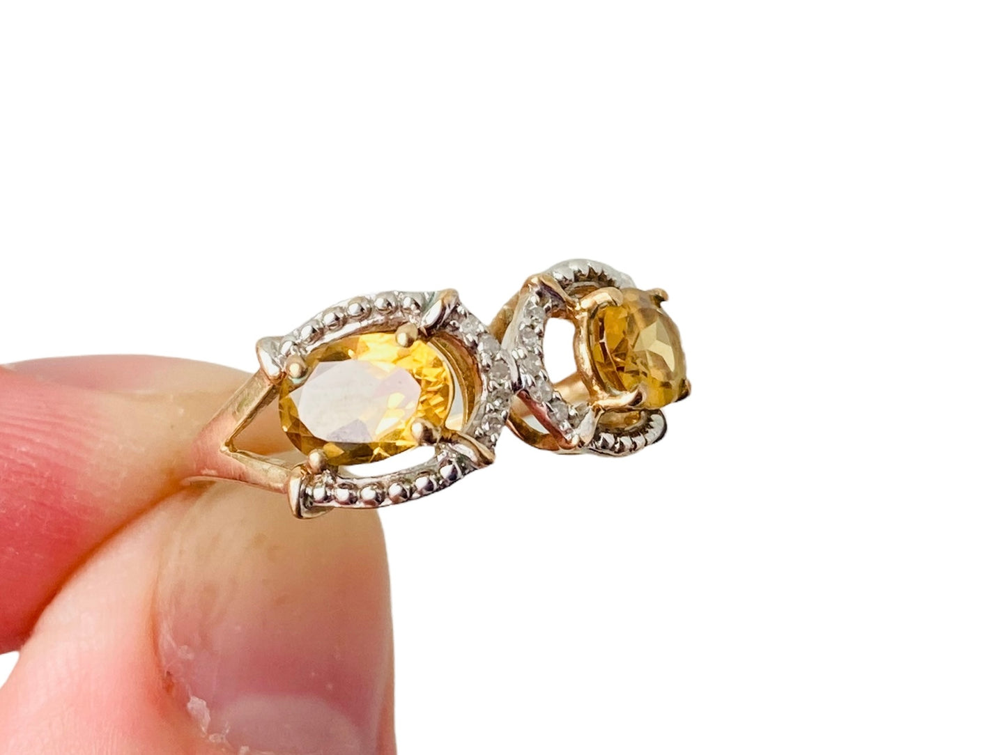9ct Gold Citrine & Diamond Ring