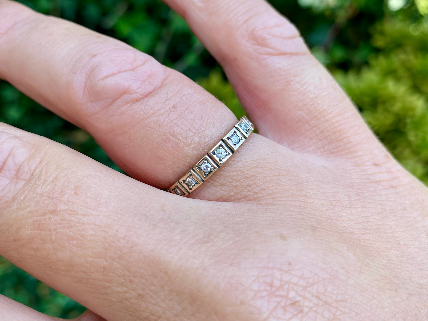 Vintage 9ct Gold Nine-Stone Diamond Ring