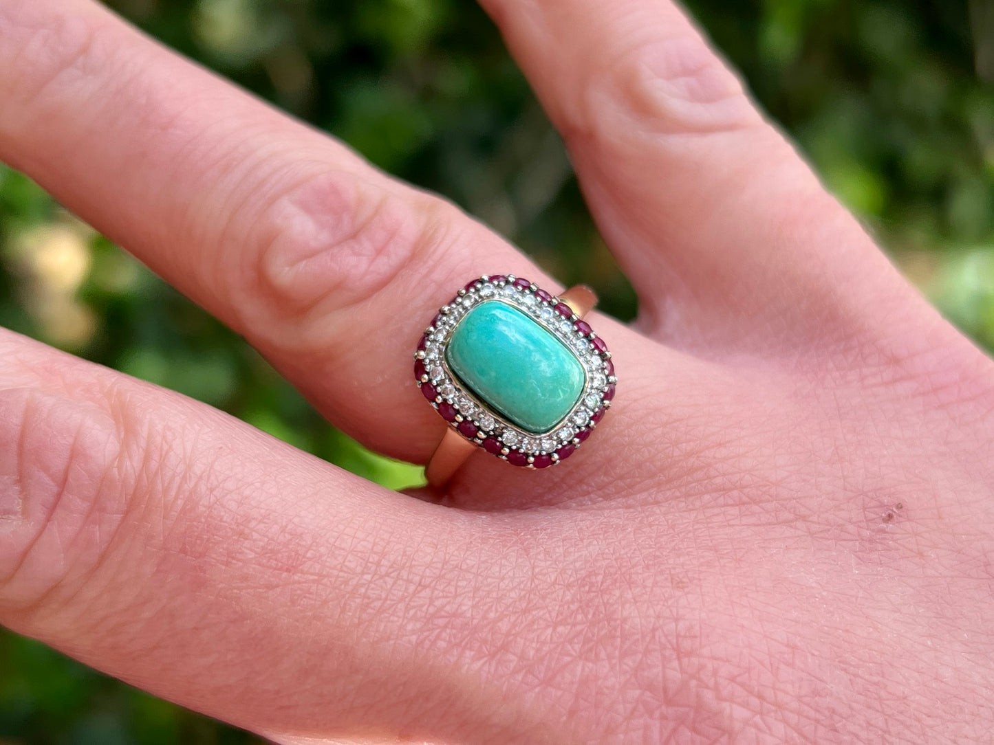 14ct Gold Le Vian Turquoise, Ruby & Diamond Ring