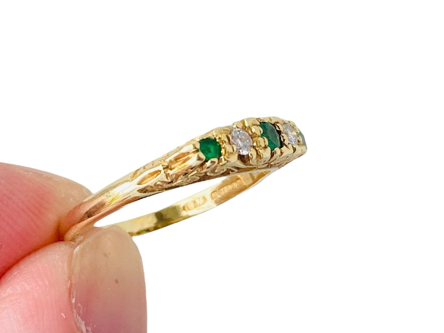Vintage 18ct Gold Emerald & Diamond Ring