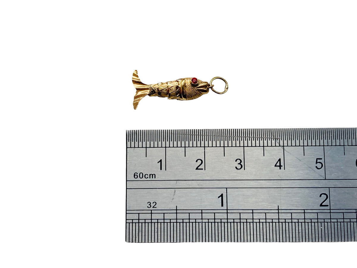 Vintage 14ct Gold Articulated Fish Pendant