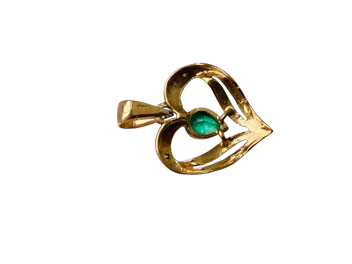 9ct Gold Emerald & Diamond Pendant