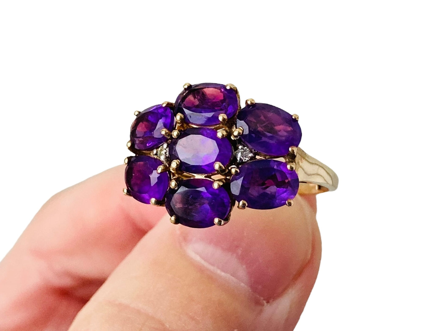 9ct Gold Amethyst & Diamond Ring
