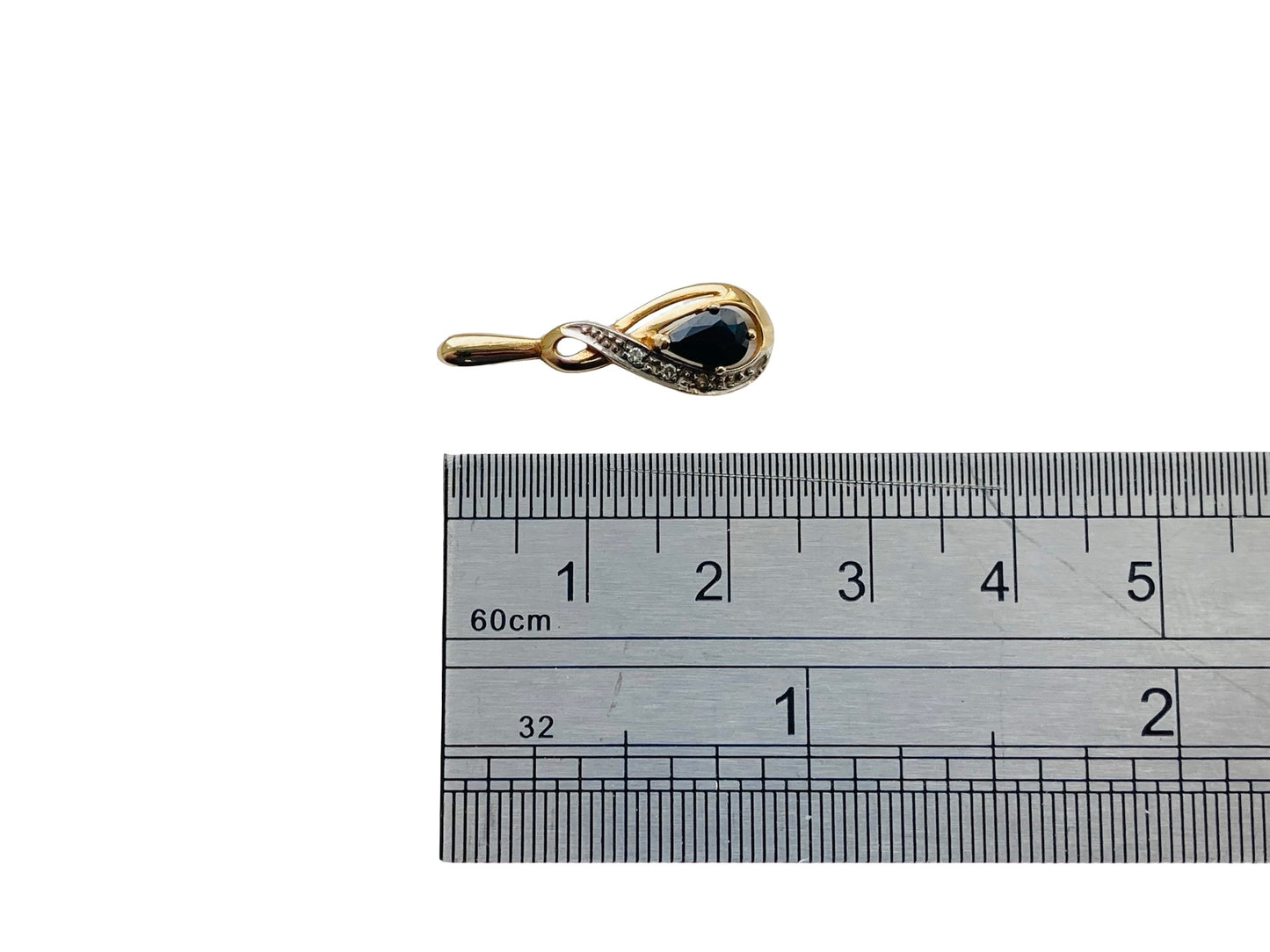 9ct Gold Sapphire & Diamond Pendant
