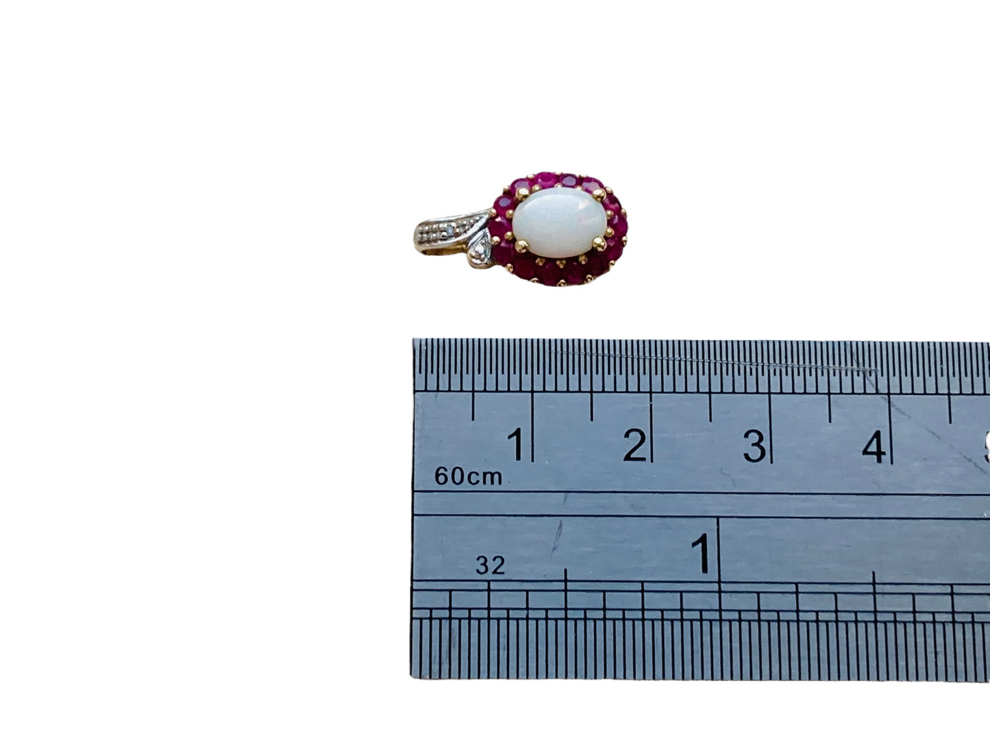 9ct Gold Opal & Ruby Pendant