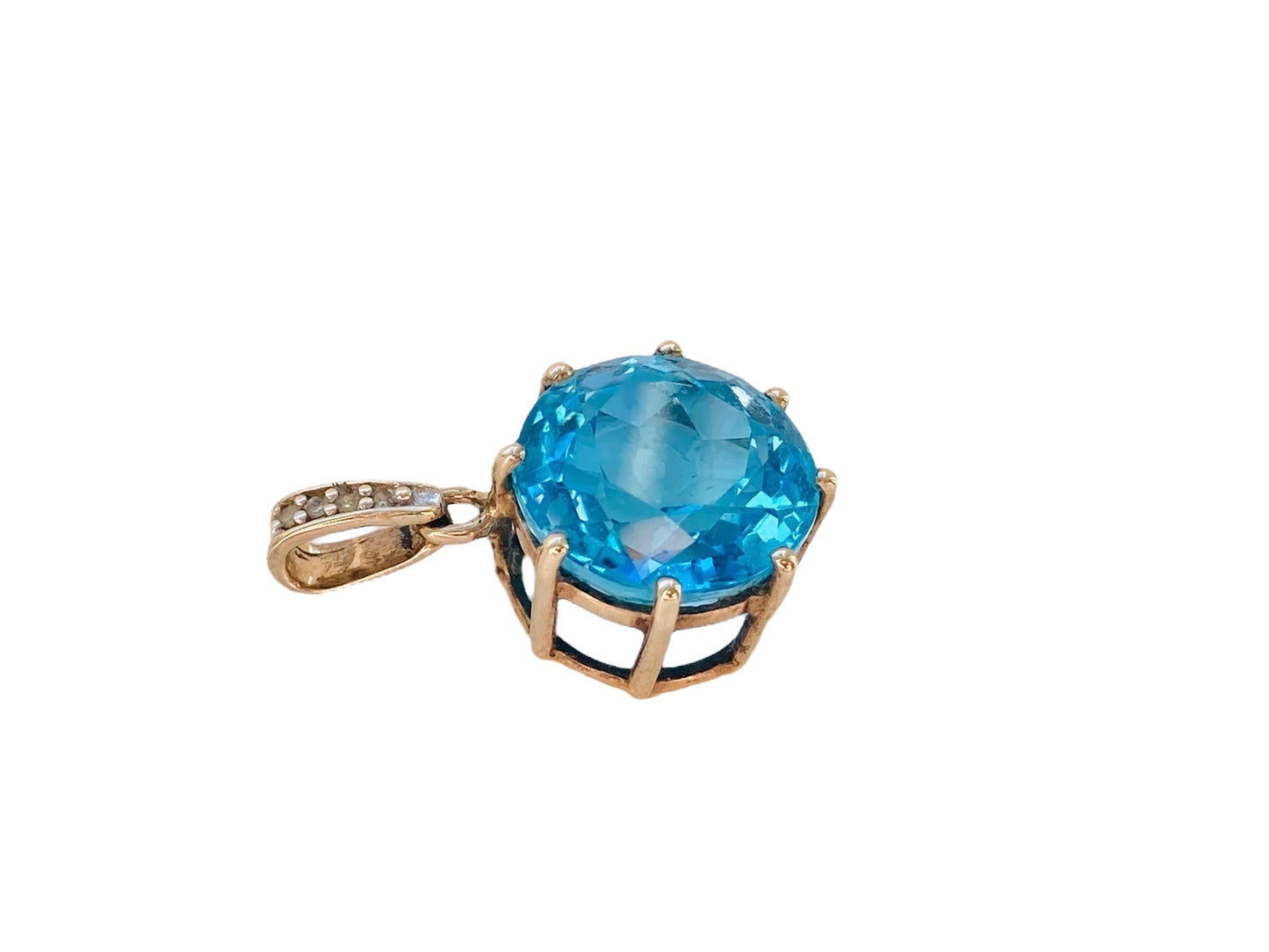 9ct Gold Topaz & Diamond Pendant