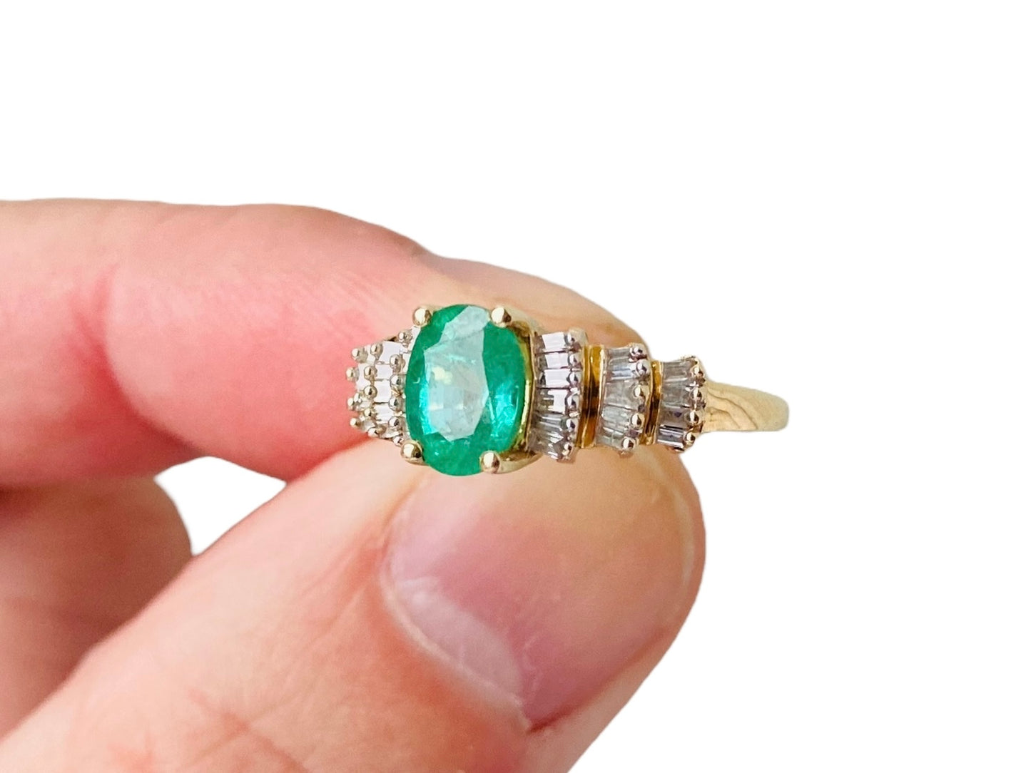 14ct Gold Emerald & Diamond Ring