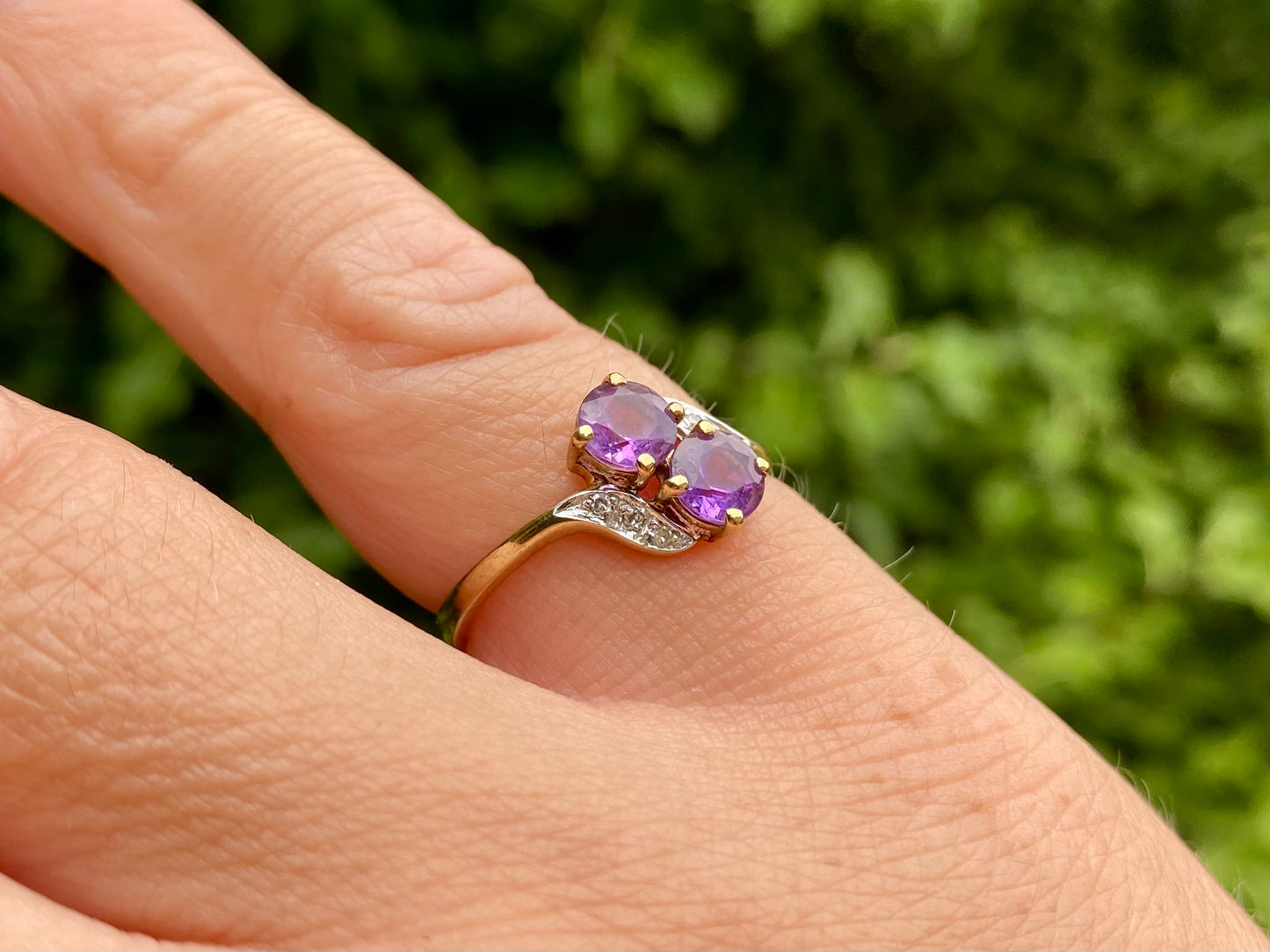 9ct Gold Amethyst & Diamond Ring
