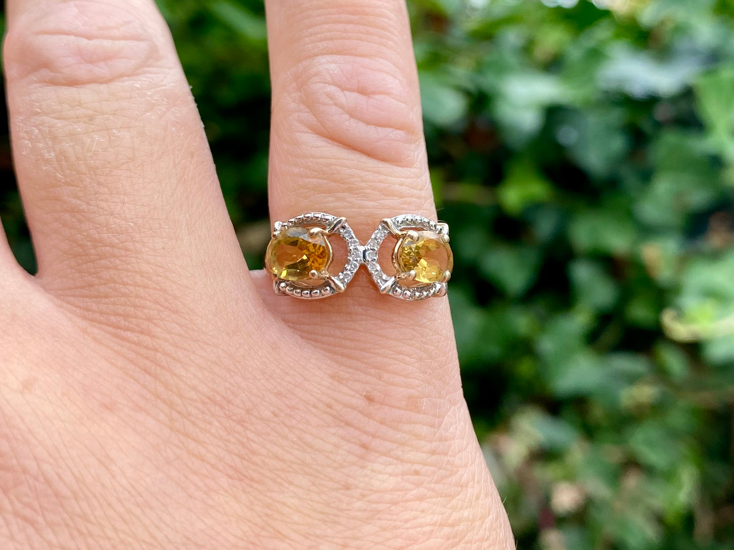 9ct Gold Citrine & Diamond Ring