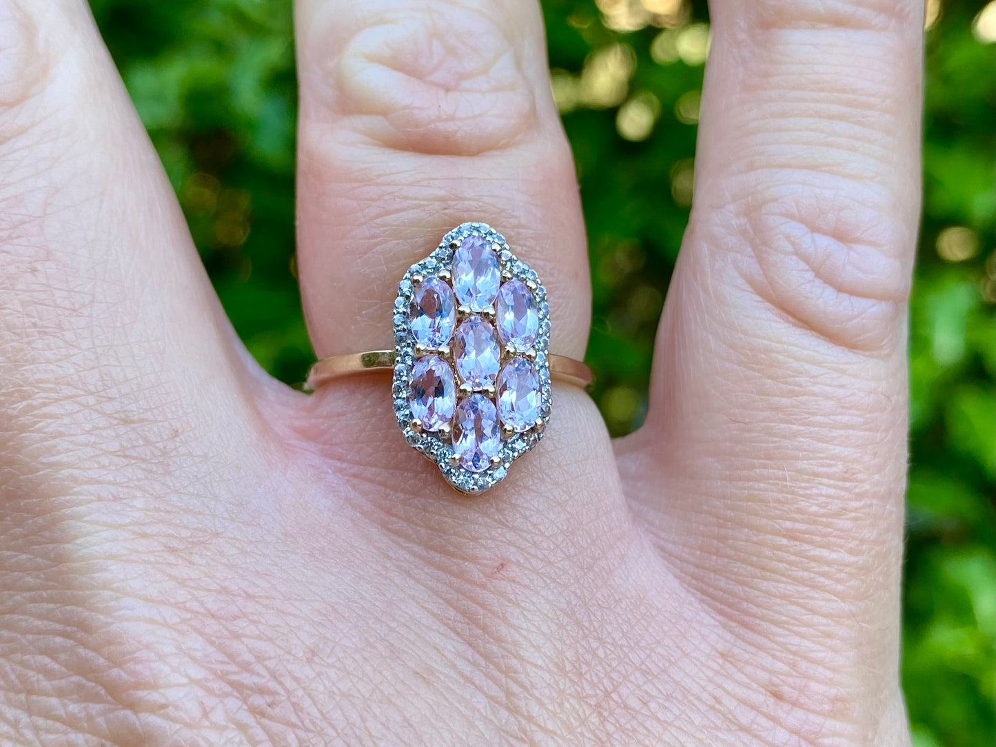 9ct Gold Morganite & Zircon Ring