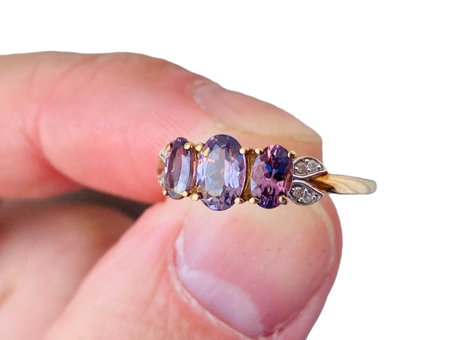 9ct Gold Purple Spinel & Diamond Ring