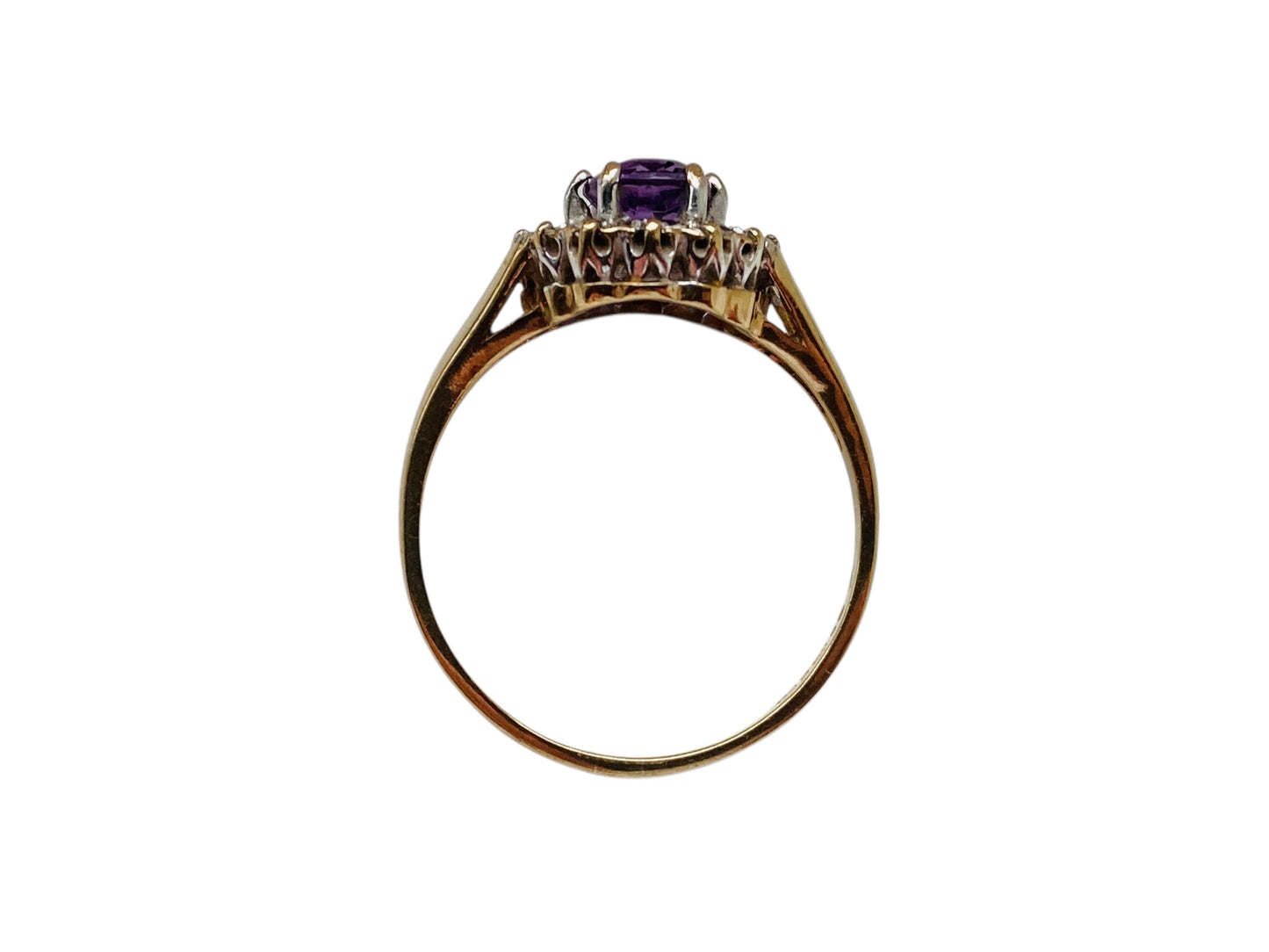 Vintage 9ct Gold Amethyst & Diamond Ring