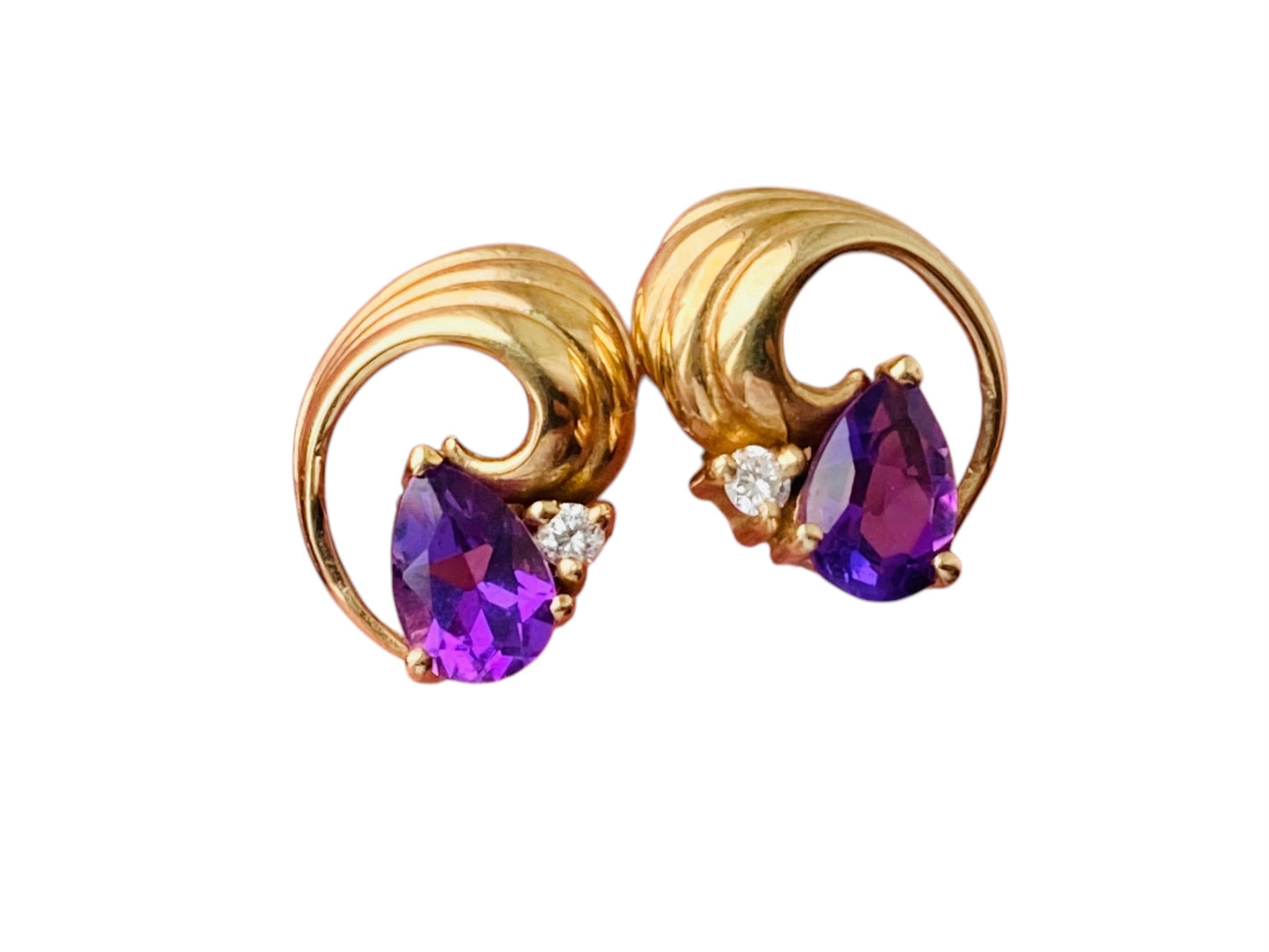 9ct Gold Amethyst & Diamond Earrings