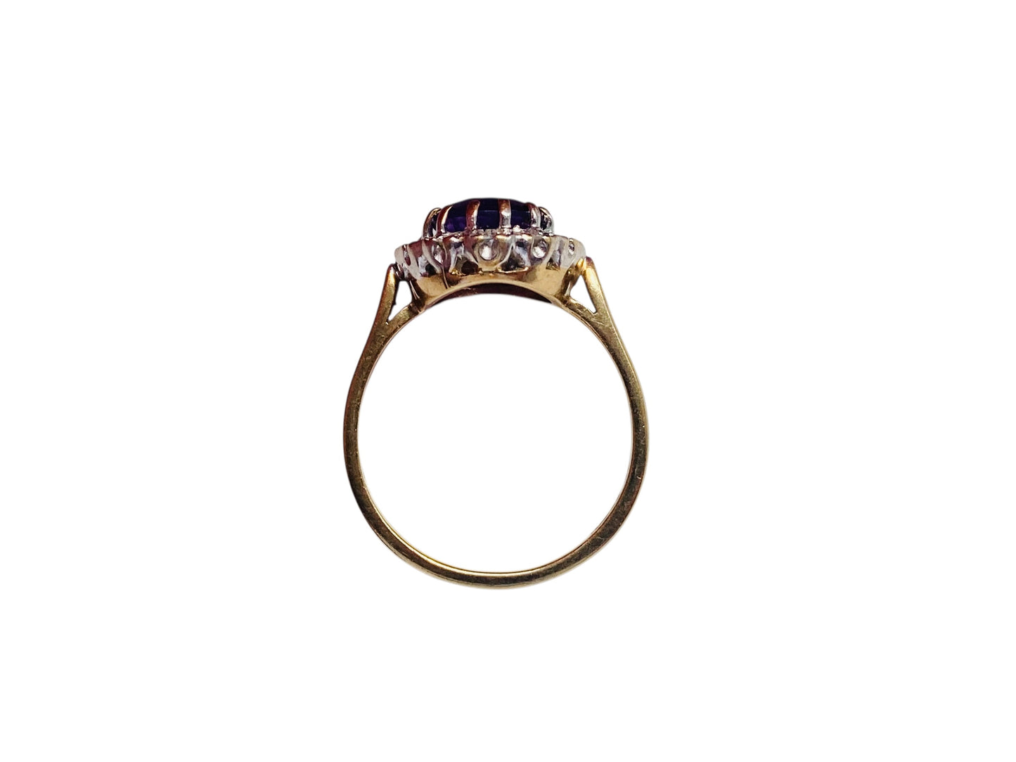 Vintage 9ct Gold Amethyst & Diamond Ring