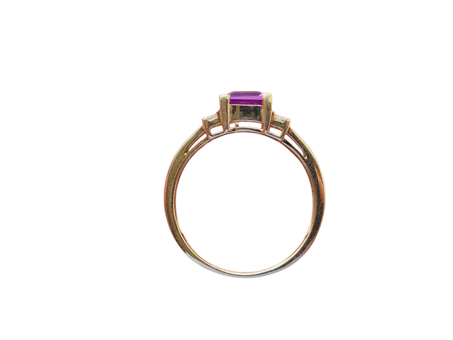 9ct Gold Amethyst & Diamond Ring