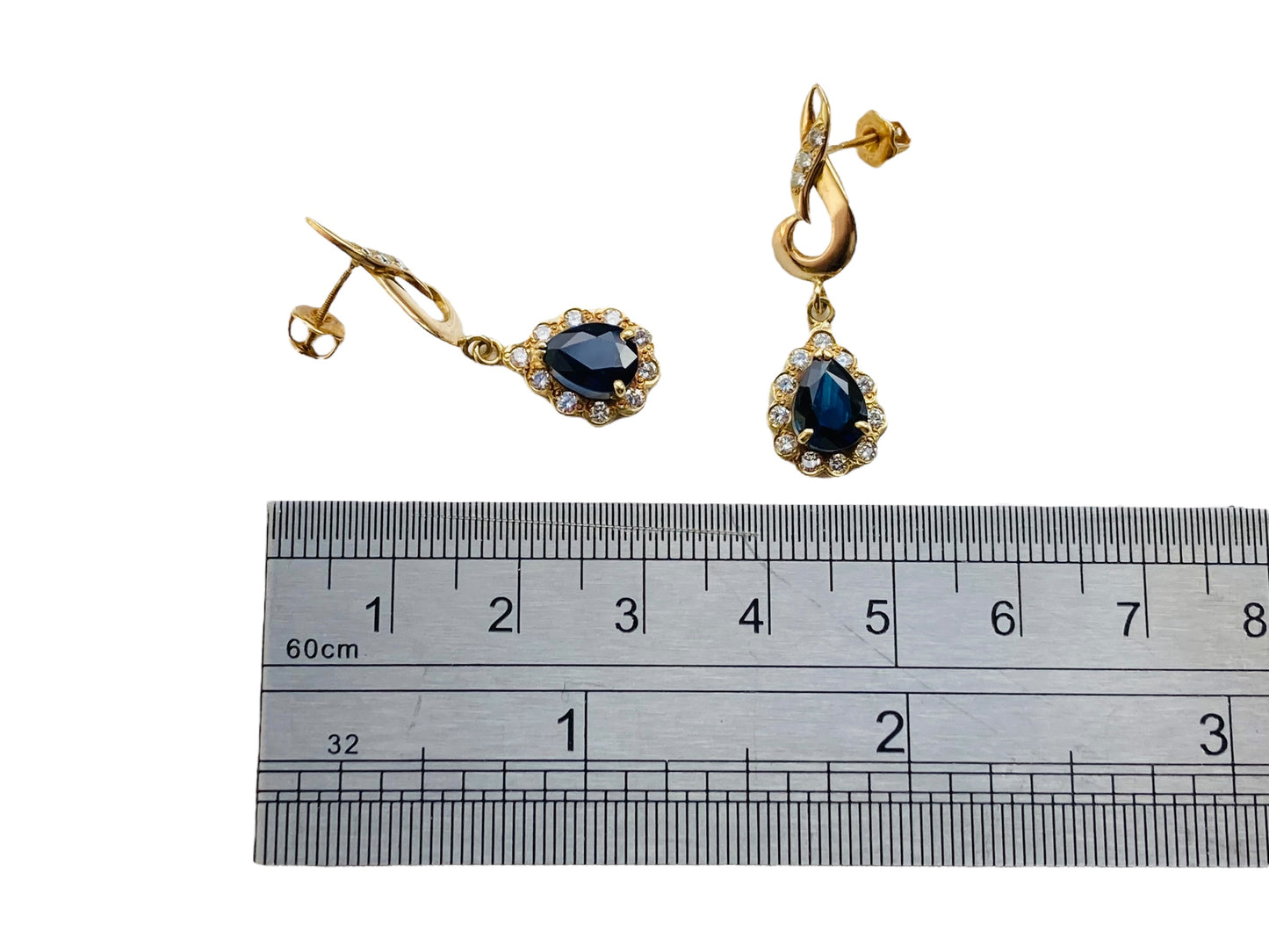 18ct Gold Sapphire & Diamond Earrings