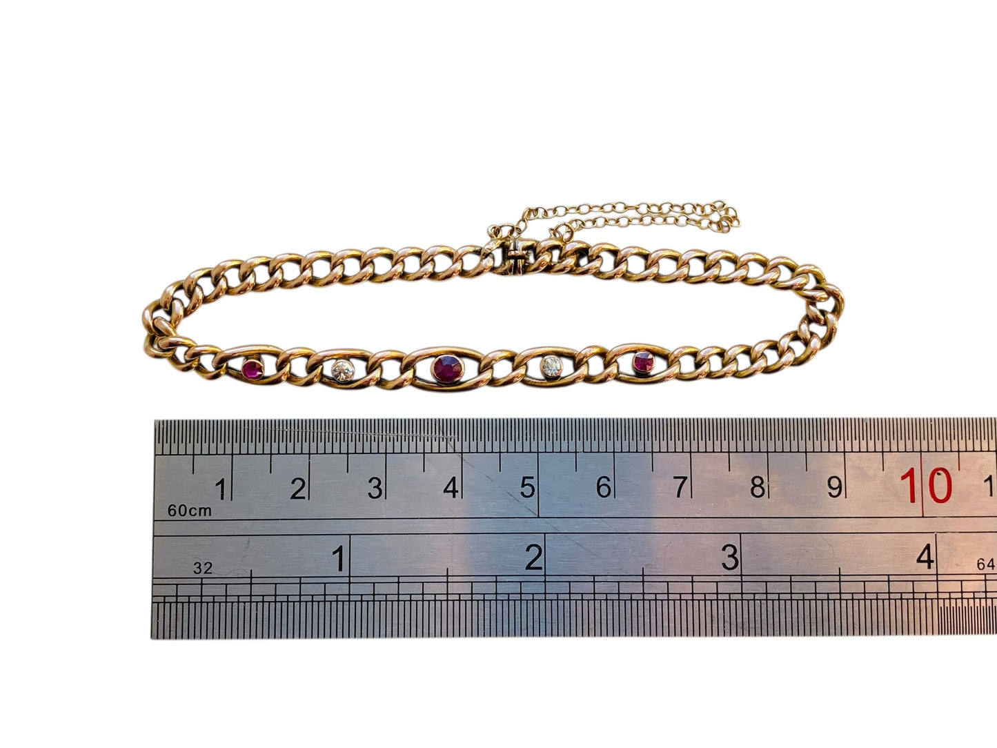 Antique 9ct Gold Ruby & Diamond Bracelet