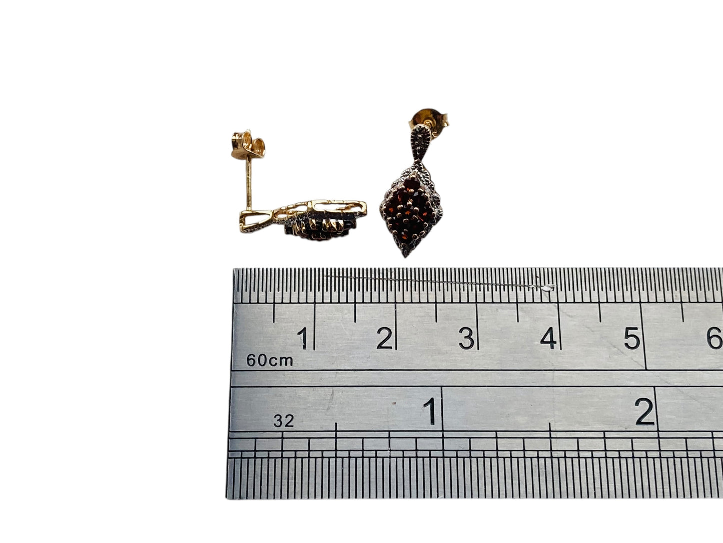 9ct Gold Garnet & Diamond Earrings