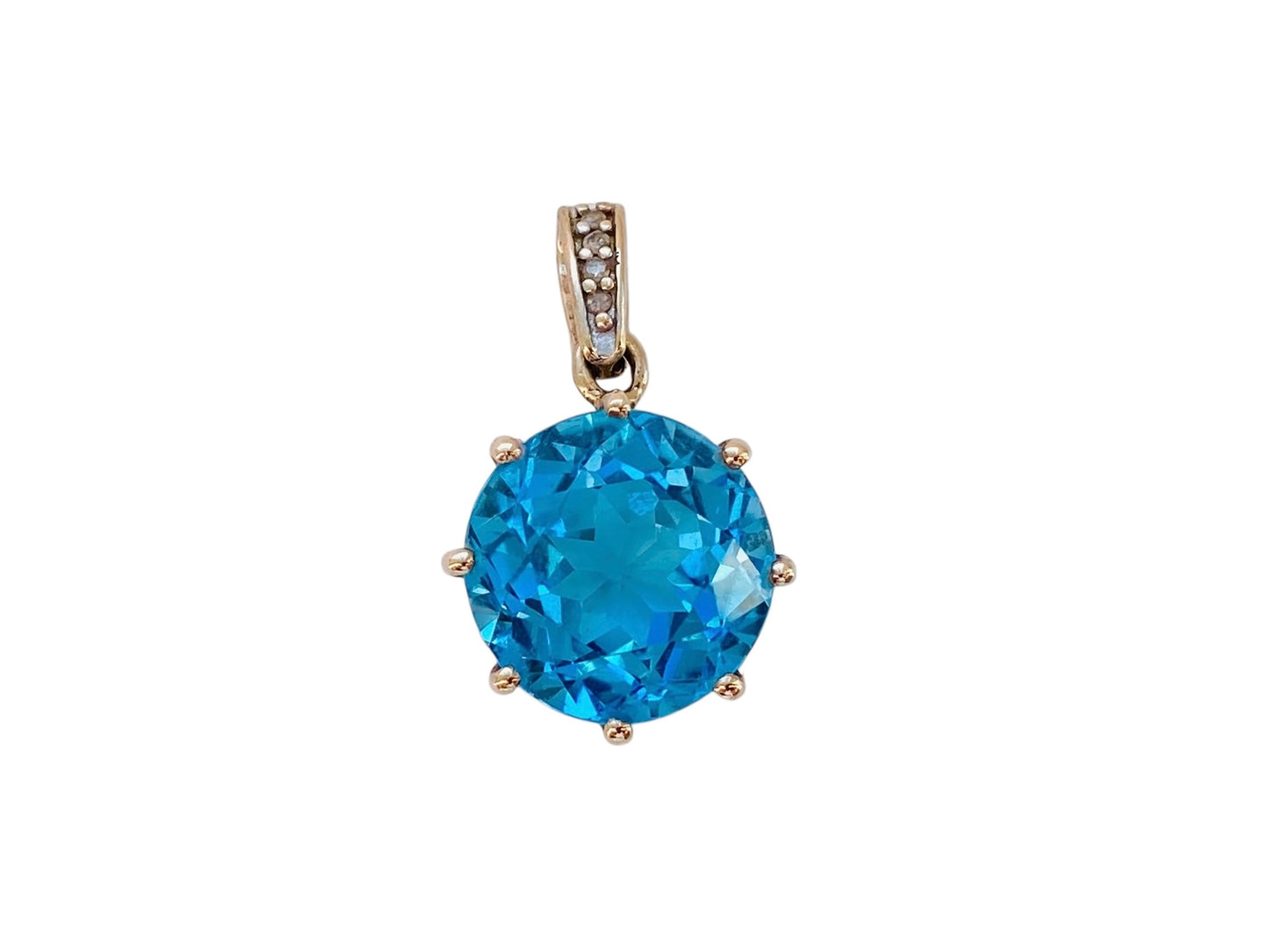 9ct Gold Topaz & Diamond Pendant