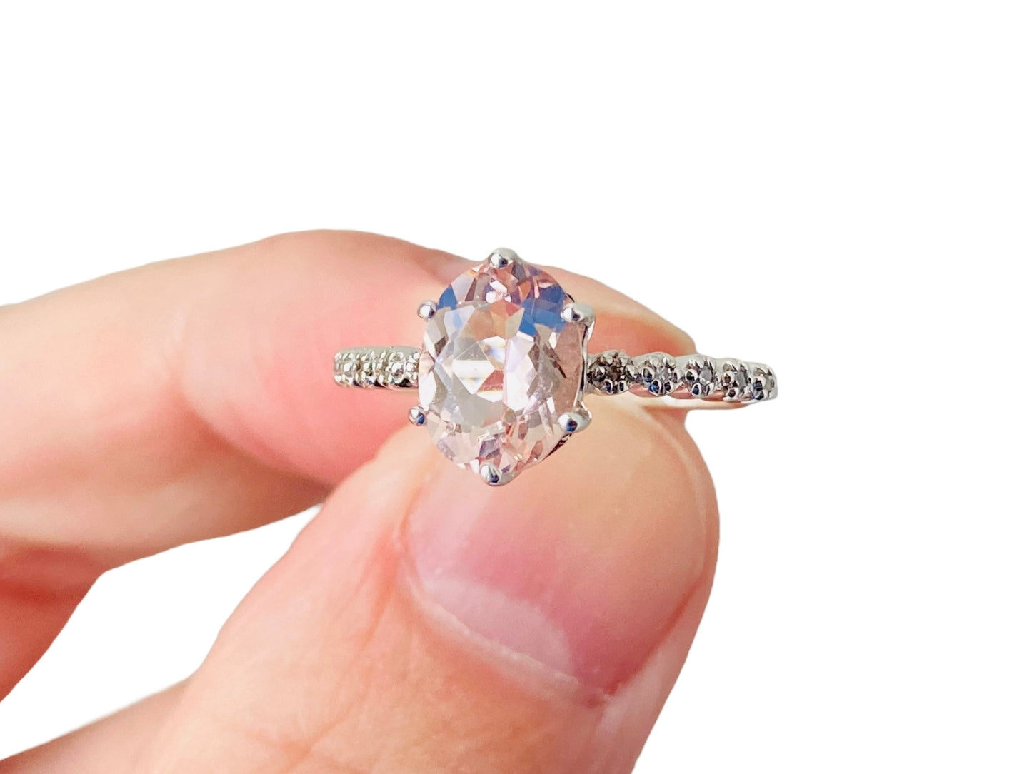 9ct Gold Morganite & Diamond Ring