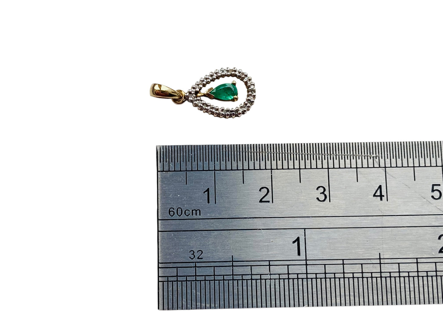 9ct Gold Emerald & Diamond Pendant