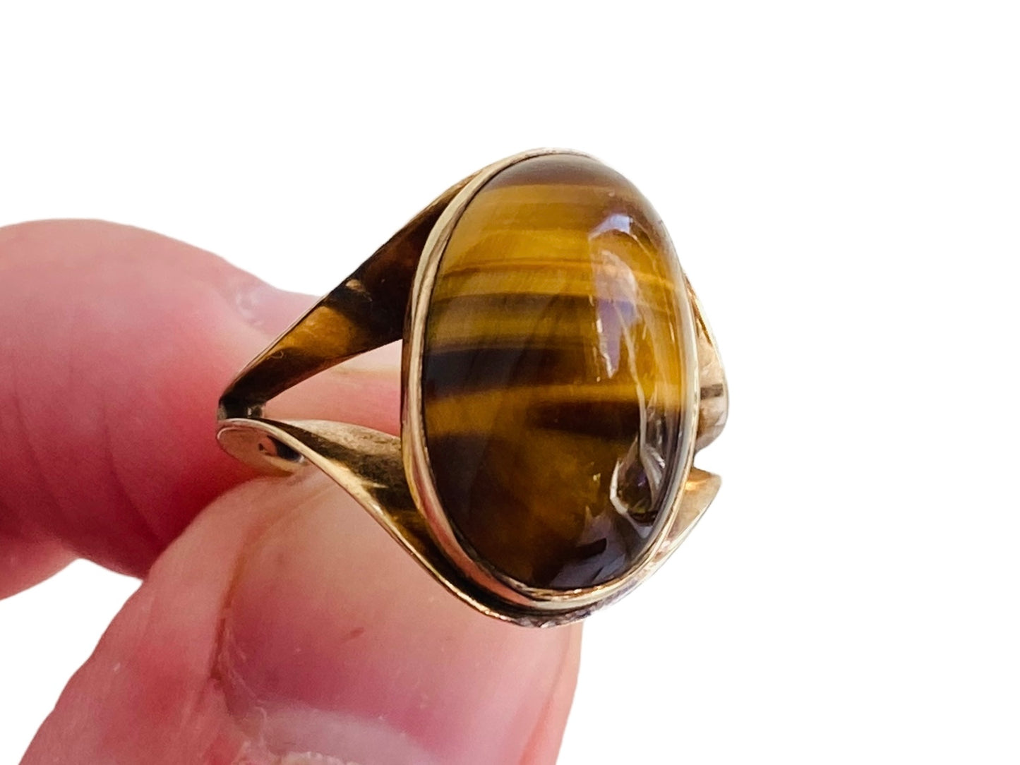 Vintage 9ct Gold Tigers Eye Ring