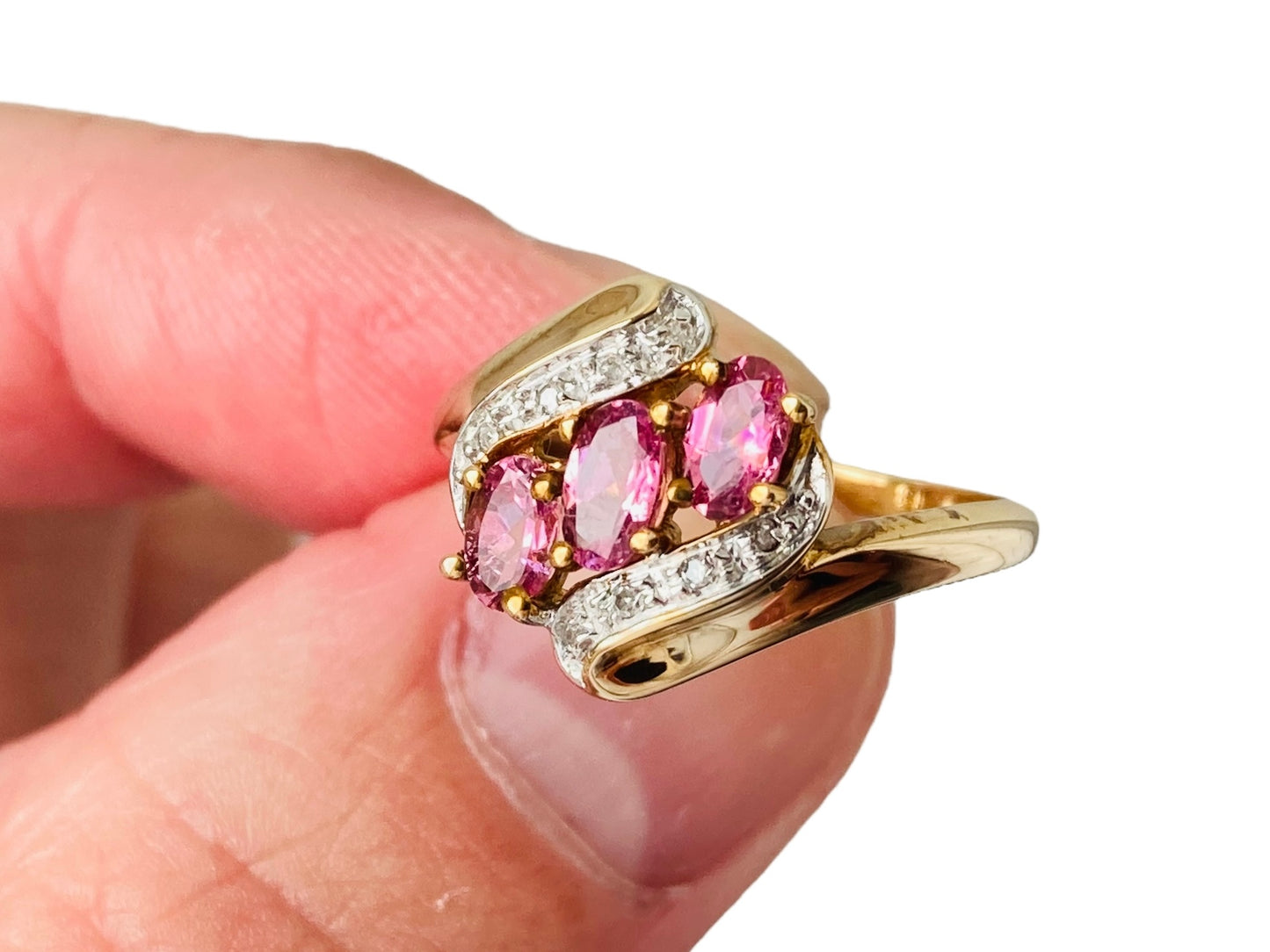 9ct Gold Pink Tourmaline & Diamond Ring