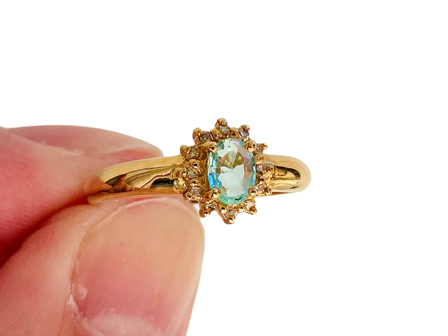 18ct Gold Green Paraibia Tourmaline & Diamond Ring