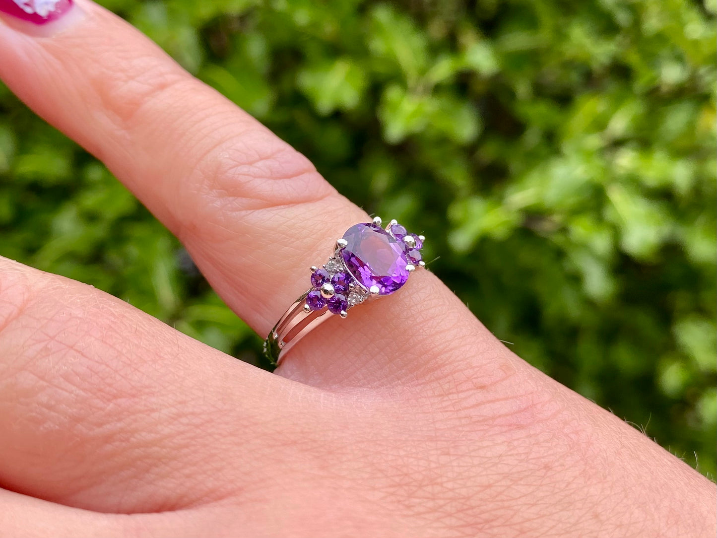 9ct Gold Amethyst & Diamond Ring