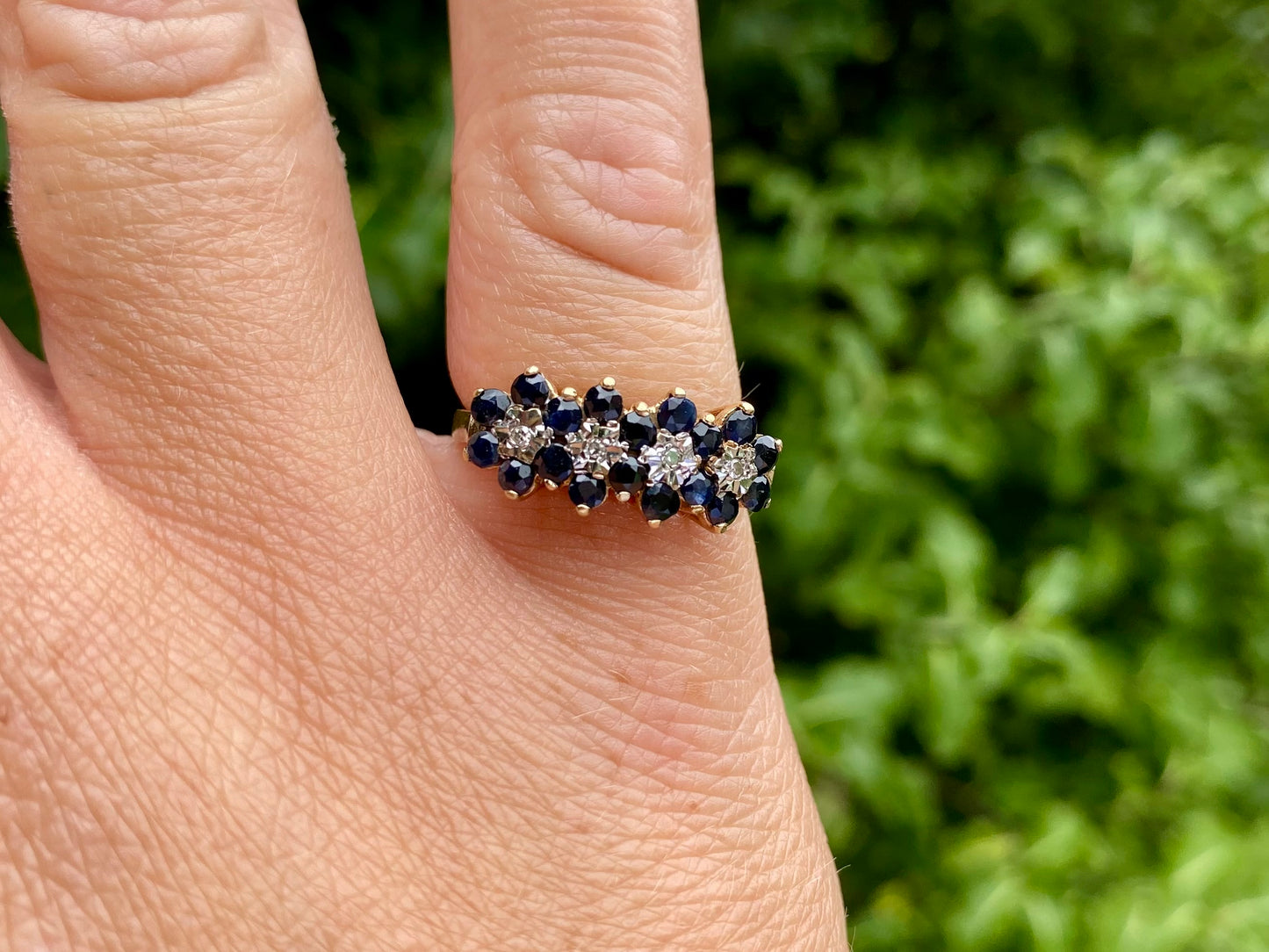 Vintage 9ct Gold Sapphire & Diamond Ring