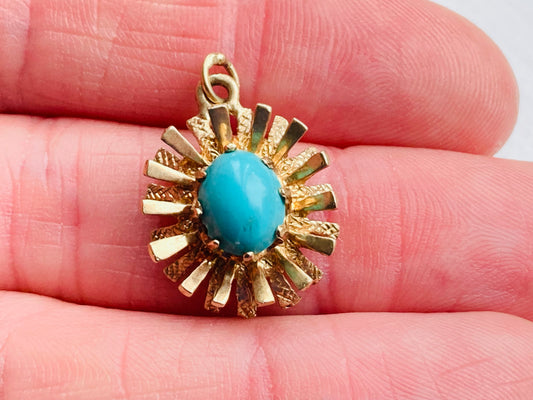 Vintage 9ct Gold Turquoise Pendant