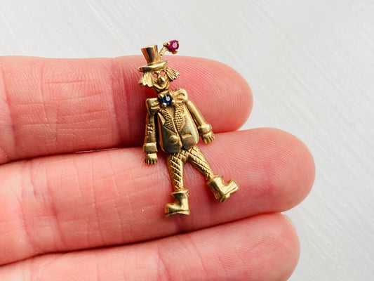 9ct Gold Articulated Clown Pendant